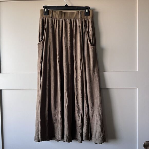 Doux Archives Maxi Skirt Womens Free Size S/M Flowy Pleated Pockets Japan Casual - Picture 1 of 13